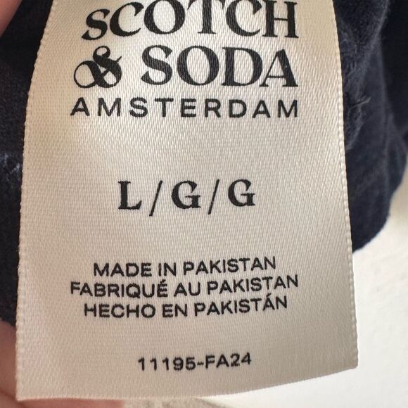 SCOTCH & SODA Men’s Polo Shirt L Navy Pullover Cotton Pique Logo Preppy - Picture 6 of 8